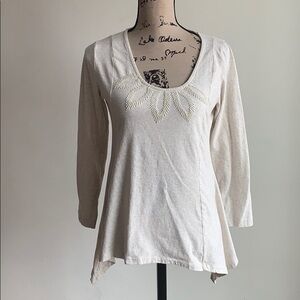 Soft Surroundings Top Beaded Asymmetrical Hem